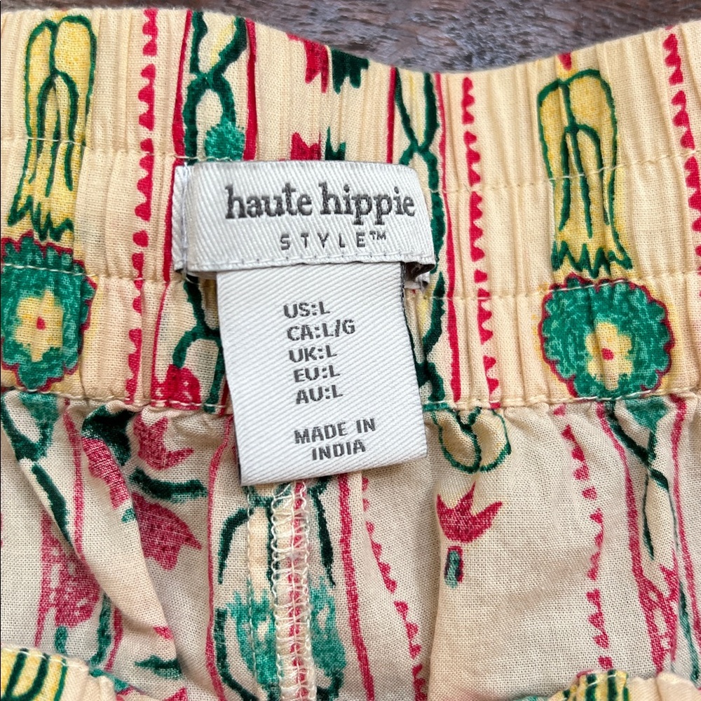 HAUTE HIPPIE India Bohemian Pull-On Straight Leg Cotton Pants Multi Printed L - Picture 8 of 16